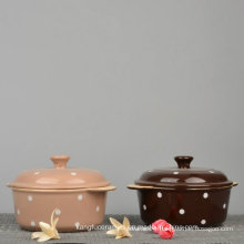 Glazed Color Dotted Design Ceramic Tureen